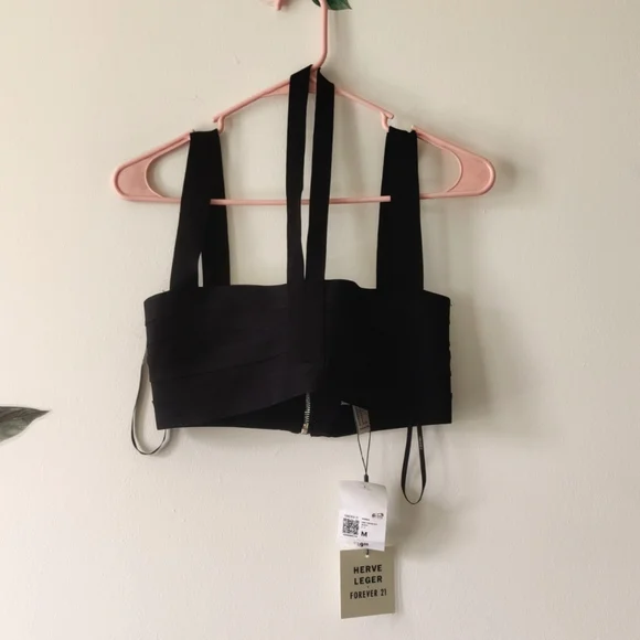 NWT HARVE LEGER and F21 Black Bandage Tube/Crop Top - Picture 2 of 6